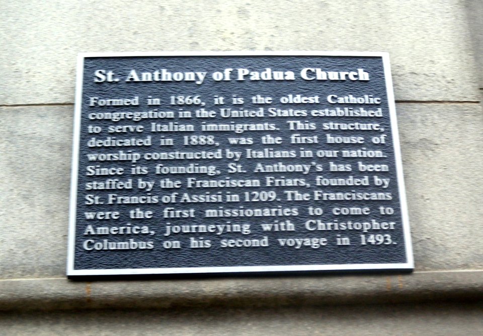 Anthony of Padua RCC Sullivan St plaque jeh