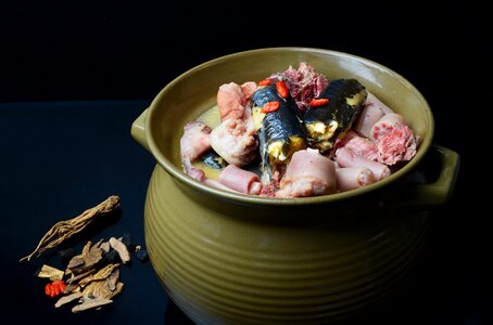 Traditional cuisine earth dragon stew pig tail stew