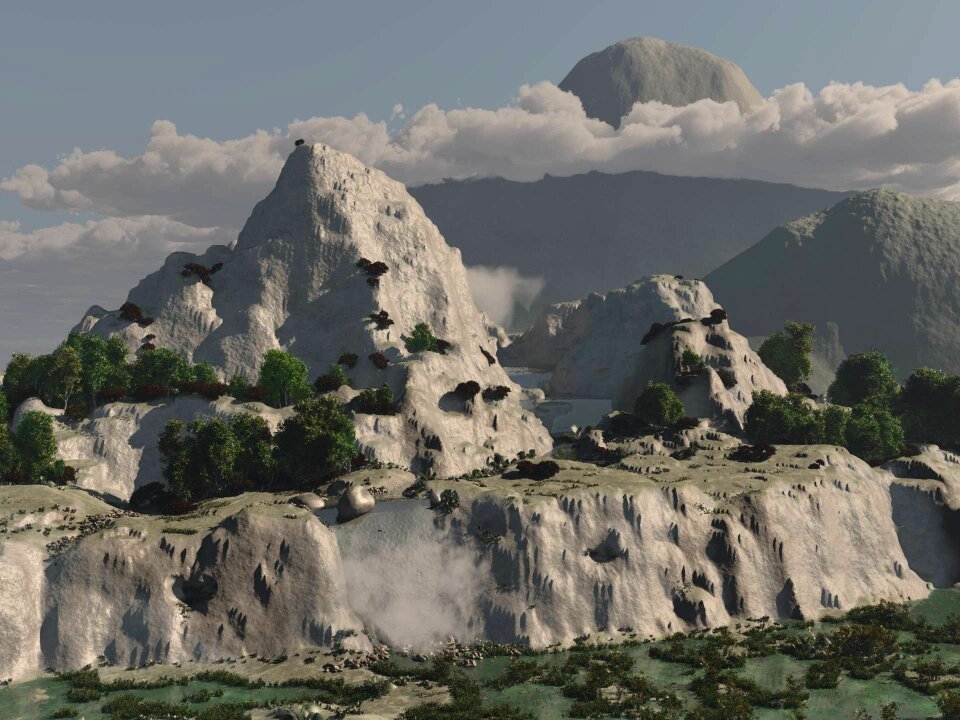 Cliffs waterfall fantasy