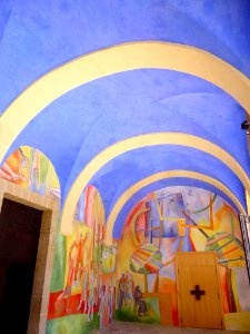 Antezana - San Miguel Arcángel, pórtico, 'Pinturas para la Vida' (Xabier Egaña) 4