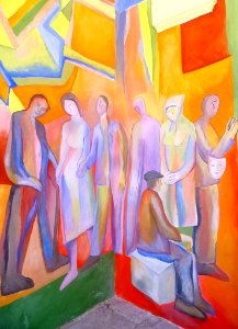 Antezana - San Miguel Arcángel, pórtico, 'Pinturas para la Vida' (Xabier Egaña) 3