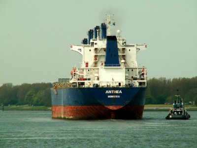 Anthea - IMO 9112973 - Callsign A8IJ6 -p5 leaving Port of Rotterdam, Holland 04-May-2006