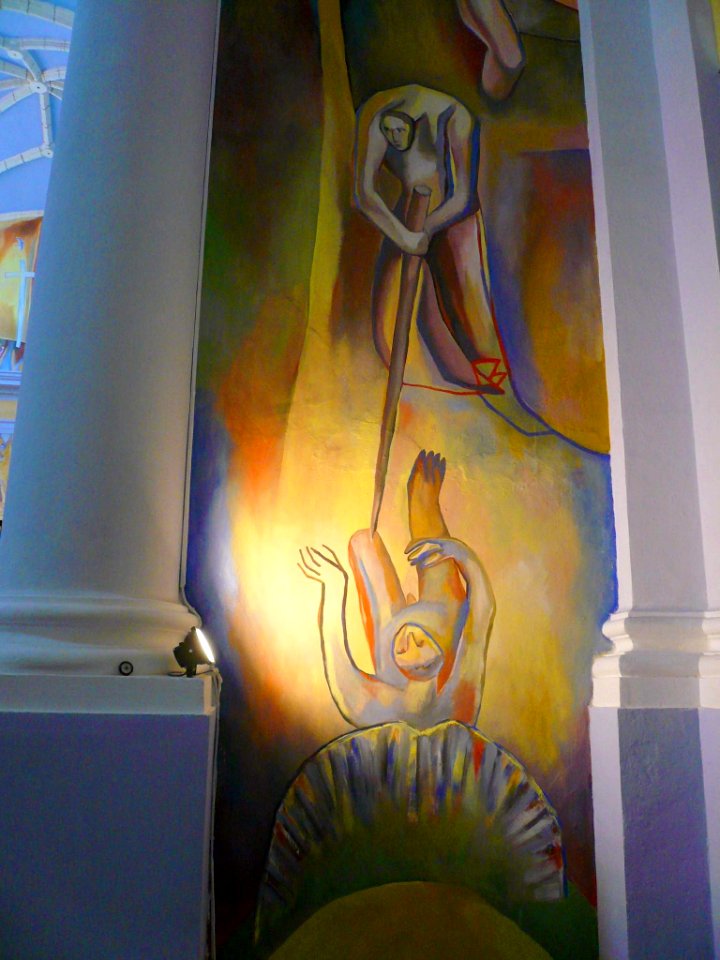 Antezana - San Miguel Arcángel, interior, 'Pinturas para la Vida' (Xabier Egaña) 03