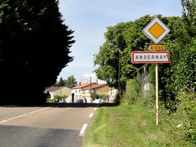 Andernay (Meuse) city limit sign