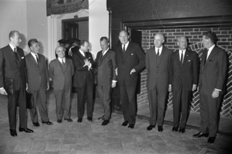 André Bettencourt (Frankrijk), Pierre Grégoire (Luxemburg), Amintore Fanfani (It, Bestanddeelnr 920-4567