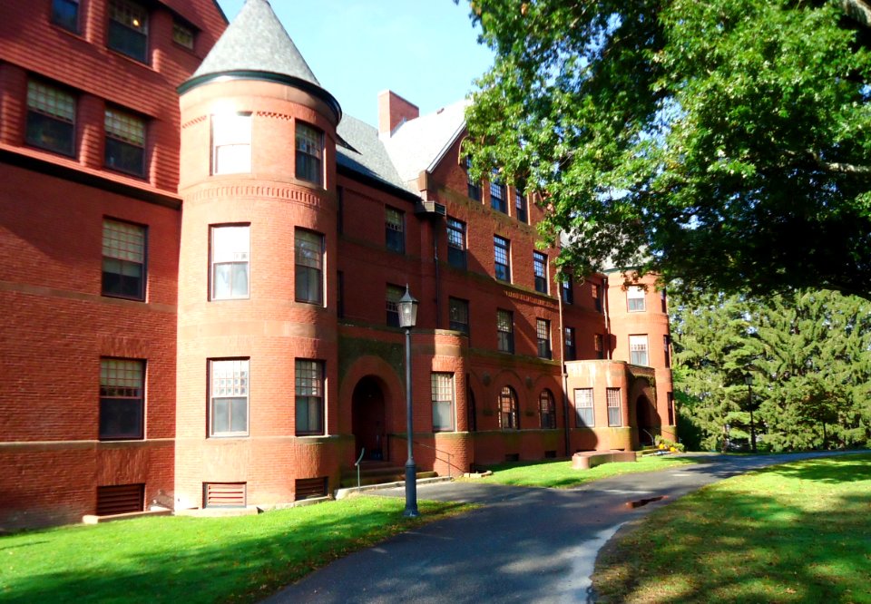 Andover Massachusetts Phillips Academy Abbot campus Draper Hall with circle and tree