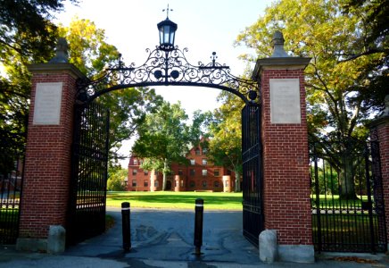 Andover Massachusetts Phillips Academy Abbot campus entranceway with Draper Hall in background