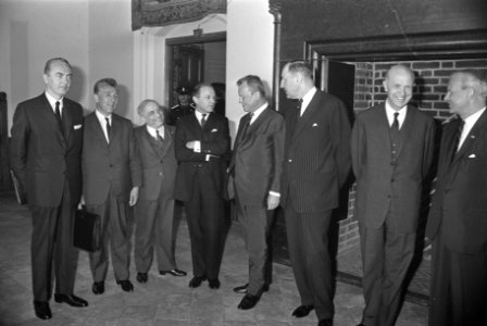 André Bettencourt (Frankrijk), Pierre Grégoire (Luxemburg), Amintore Fanfani (It, Bestanddeelnr 920-4570