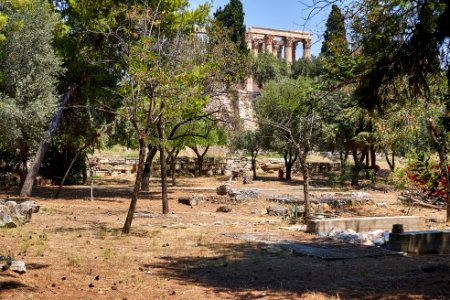 Ancient ruins in the area under the Temple of Zeus in Athens on August 21, 2020