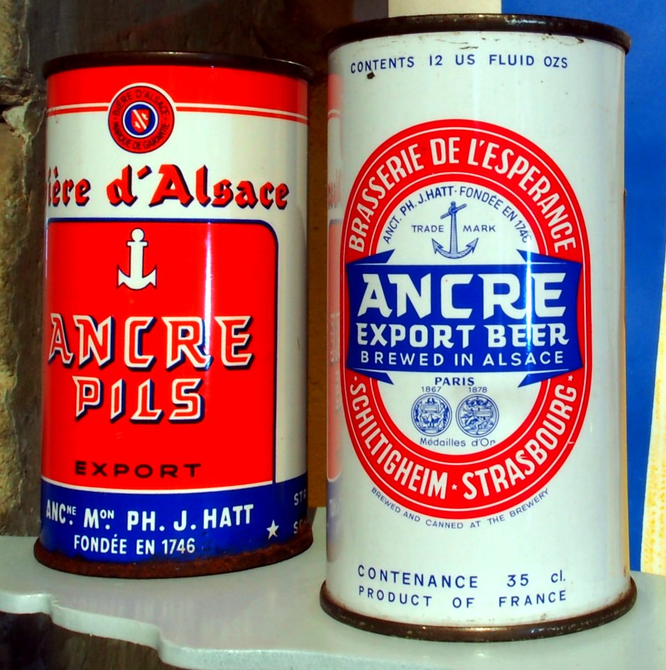 Ancre Beer cans at the Musée Européen de la Bière