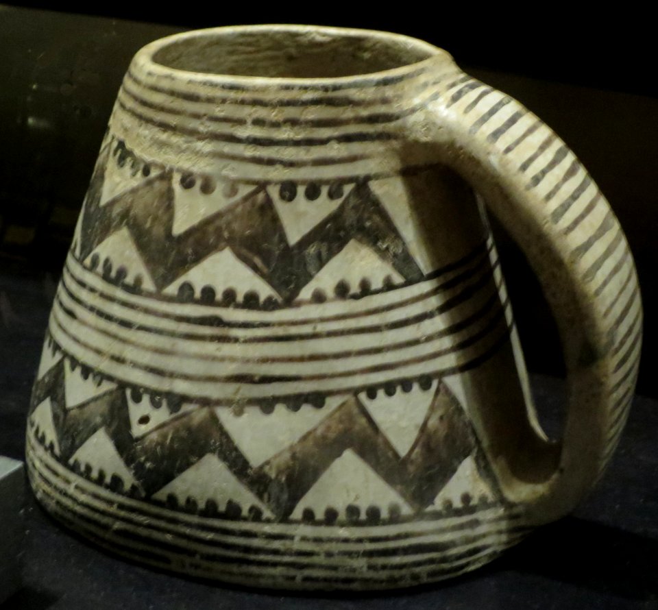 Ancestral Pueblo, Mesa Verde black on white mug, 1200-1300 CE, Heard Museum I