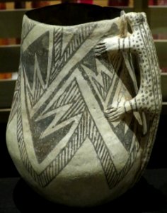Ancestral Pueblo, Escavada black on white pitcher, 925-1125 CE, Heard Museum
