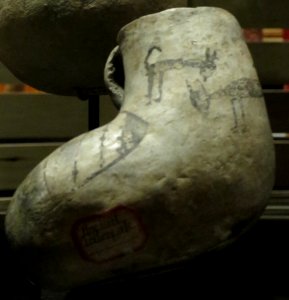 Ancestral Pueblo, White Mound black on white canteen, 700-800 CE, Heard Museum