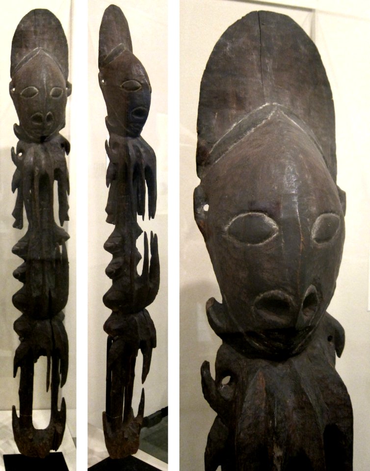 Ancestral hook figure, Papua New Guinea, Prince Alexander Mountains, Abelam people, carved wood and earth pigments, HAA