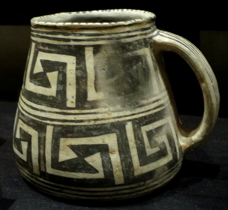 Ancestral Pueblo, Mesa Verde black on white mug, 1200-1300 CE, Heard Museum II