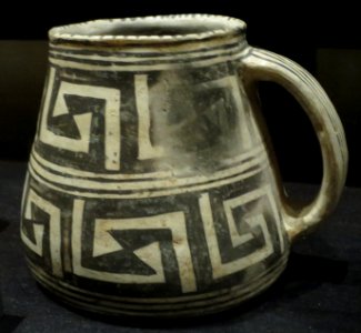 Ancestral Pueblo, Mesa Verde black on white mug, 1200-1300 CE, Heard Museum II