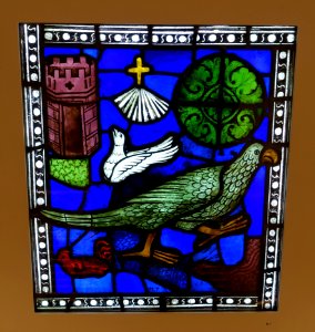Animals and ornamental pieces, compilation of fragments, Rhineland, 13th century, stained glass - Museum Schnütgen - Cologne, Germany - DSC00237