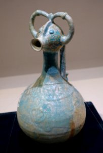 Animal-headed pitcher, Iran, 12th century AD, blue glaze with iridescence - Matsuoka Museum of Art - Tokyo, Japan - DSC07296