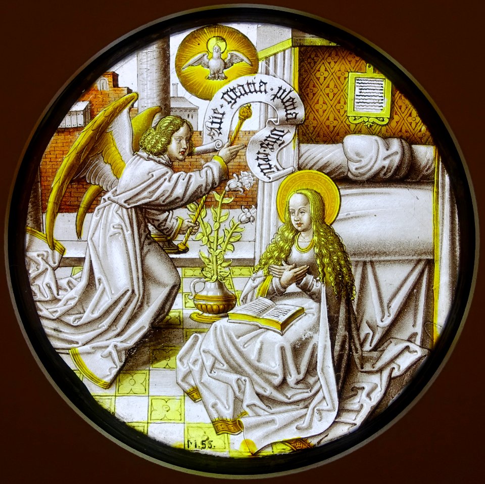 Annunciation, Lower Rhine, c. 1520, stained glass - Museum Schnütgen - Cologne, Germany - DSC09844
