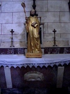 Aniane (Hérault, Fr) église,statue St. Benoît d'Aniane