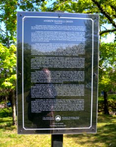 Andrew H Green bench sign jeh