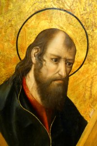 Andrew from St. Andrew and St. Peter, by Fernando Gallego, 1480-1488, predella, oil on panel - University of Arizona Museum of Art - University of Arizona - Tucson, AZ - DSC08281