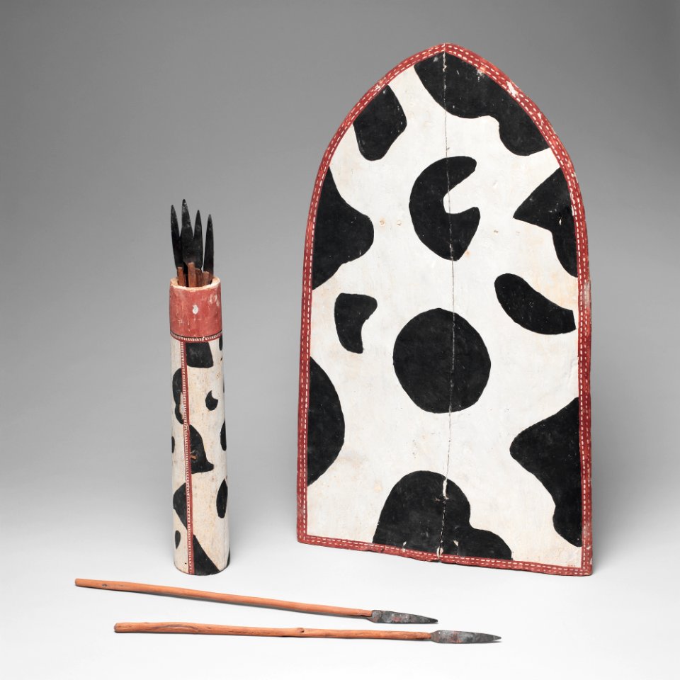Ancient model shield and spears