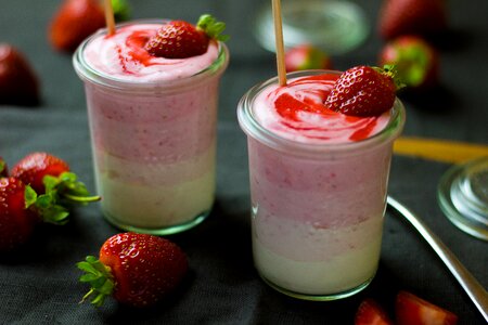 Yogurt strawberries fruit photo
