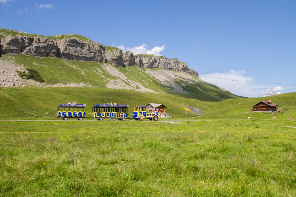 Tourist train mountain railway melchsee-frutt