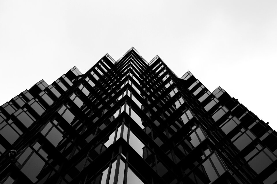 Glass high-rise low angle shot