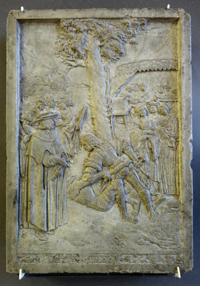 Allegorical duel between Albrecht Durer and Apelles, by Hans Daucher, Augsburg, 1522, Solnhofen stone - Bode-Museum - DSC03006