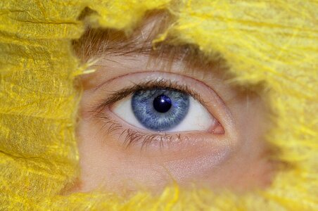 Human eye blue eyelashes