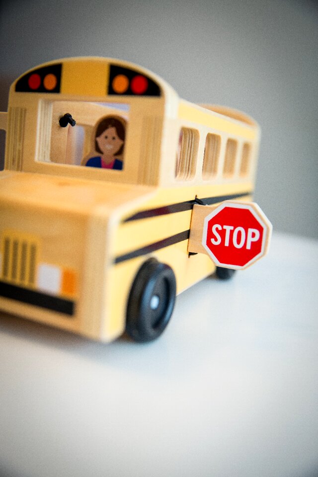 Stop sign bus stop children