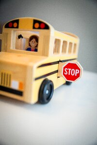 Stop sign bus stop children photo