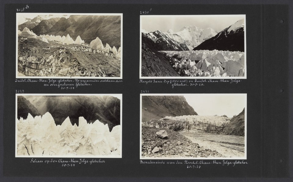 Albumblad met vier fotos. Linksboven de zuidelijke Cham-Shen-Jilga-rivier lin, Bestanddeelnr 33 008