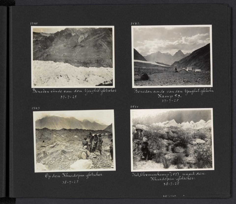 Albumblad met vier fotos. Linksboven zicht over het laagste gedeelte van de Ya, Bestanddeelnr 28 71