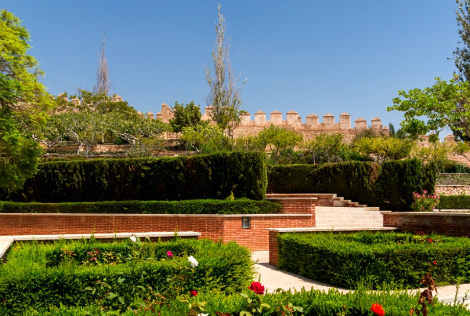 Alcazaba gardens, walls, Almeria, Spain