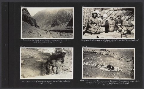 Albumblad met vier fotos. Linksboven benedendeel van het geëxploreerde stuk va, Bestanddeelnr 34 33