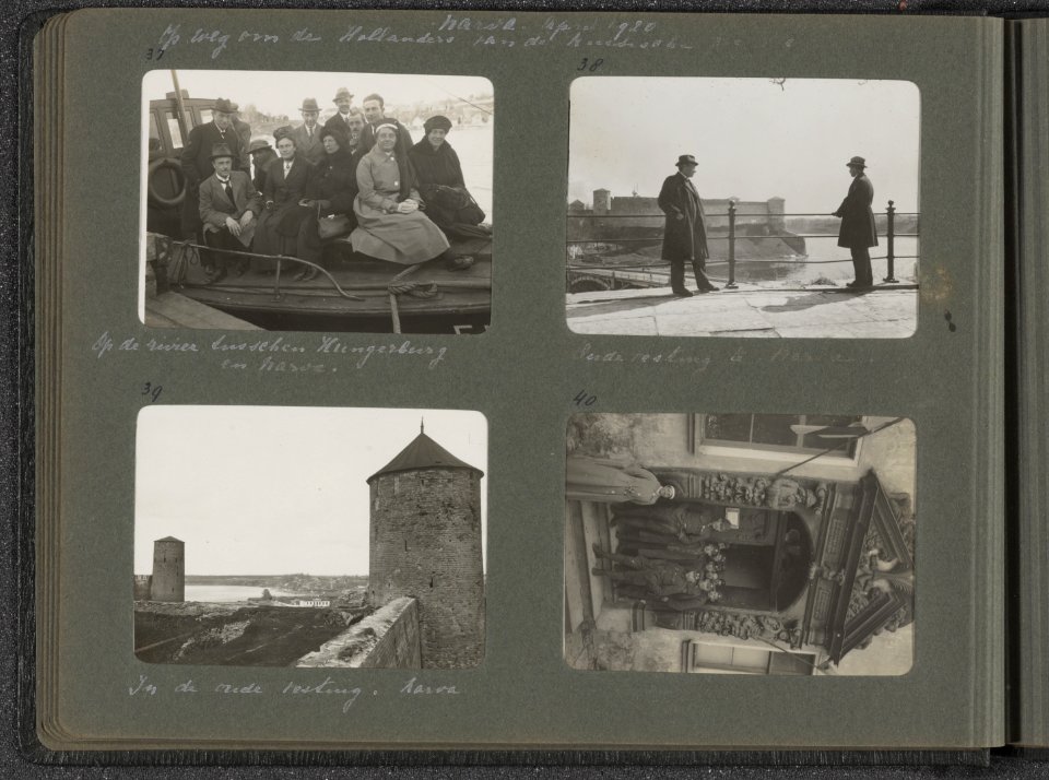 Albumblad met vier fotos gemaakt in of nabij de stad Narva in het grensgebied …, Bestanddeelnr 20 12