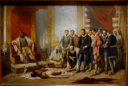 Alcader-Kibir recognizing King Sebastiao's dead body, by Caetano Moreira da Costa Lima, 1886, oil on canvas - Museu Nacional de Soares dos Reis - Porto, Portugal - DSC00714