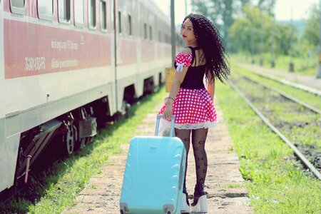 Suitcase train peron photo