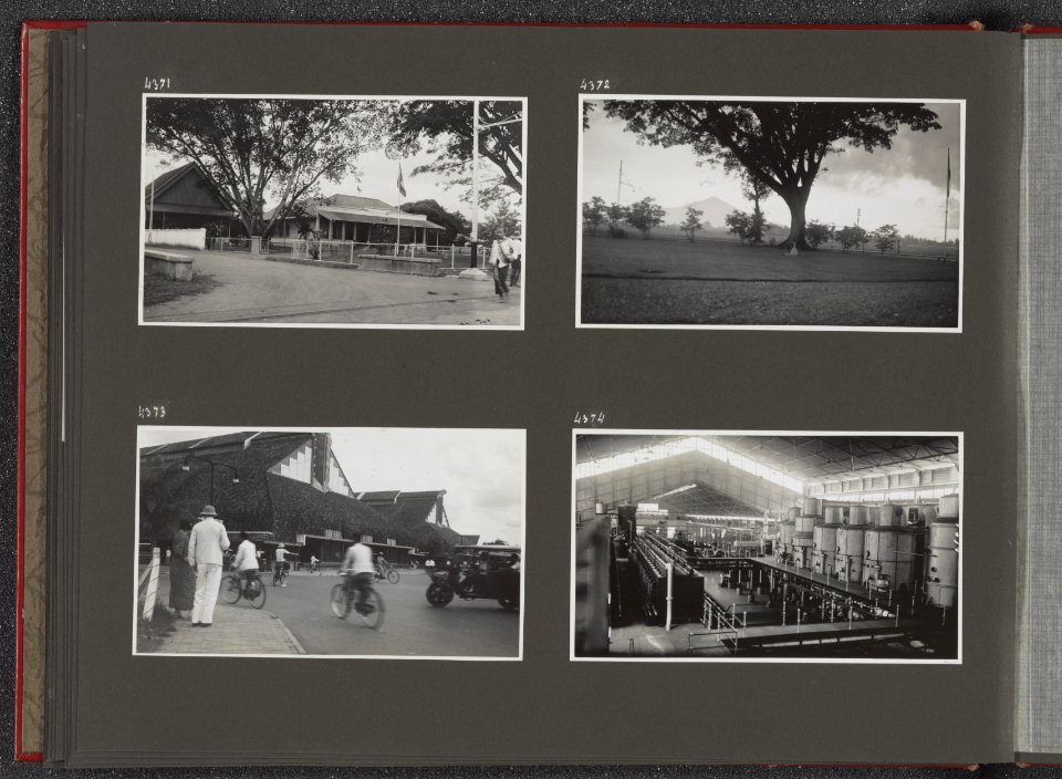 Albumblad met vier fotos. Linksboven huis met veranda. Rechtsboven gezicht op, Bestanddeelnr 40 24
