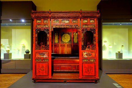 Alcove bed, China, Zhejiang or Jiangsu province, Qing dynasty, late 19th to early 20th century, carved, lacquered, and gilt wood - Montreal Museum of Fine Arts - Montreal, Canada - DSC09619 photo