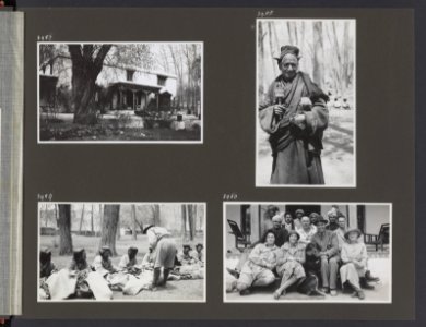 Albumblad met vier fotos. linksboven Residentie te Leh. rechtsboven monnik. l, Bestanddeelnr 38 17