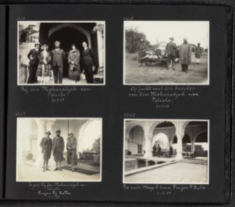 Albumblad met vier fotos. Linksboven ontvangst bij de Maharaja van Patiala, v., Bestanddeelnr 27 25