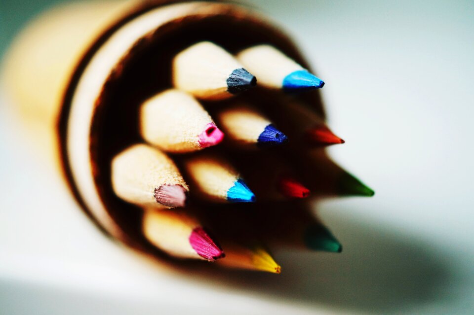Coloured pencils colourful macro