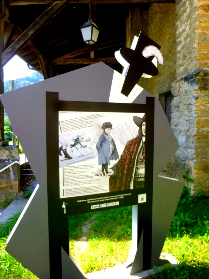 Altzo - Panel informativo sobre el Gigante de Alzo junto a la Iglesia de San Salvador 2
