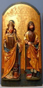 Altar wings with Saints Theodule, Jodoc, Catherine, and Barbara, by Ivo Striegel, 1 of 2, 1430-1516, wood - Bode-Museum - DSC03116