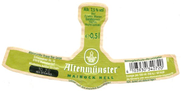 Altenmünster Brauer Bier GmbH - Altenmünster Maibock Hell