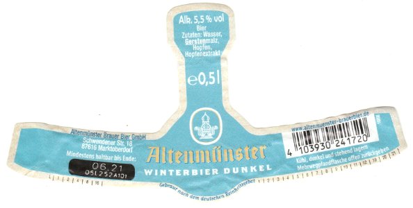 Altenmünster Brauer Bier GmbH - Altenmünster Winterbier Dunkel